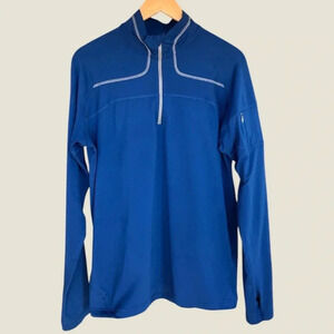 Mountain Hardwear Men's Large 1/4 Zip Long Sleeve Lightweight Hiking Shirt Blue